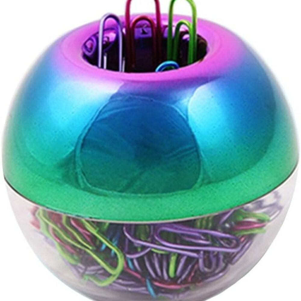 Rainbow Paper Clips Holder Medium Holographic Paper Clip Dispensers 100pcs 28mm